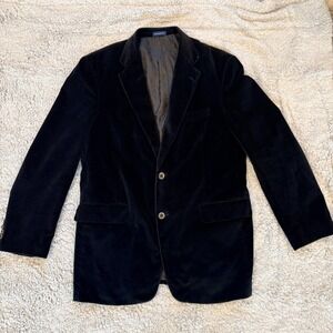 Stafford Men's 42L Corduroy Blazer Black 2 Button Sport Coat Classic Lined